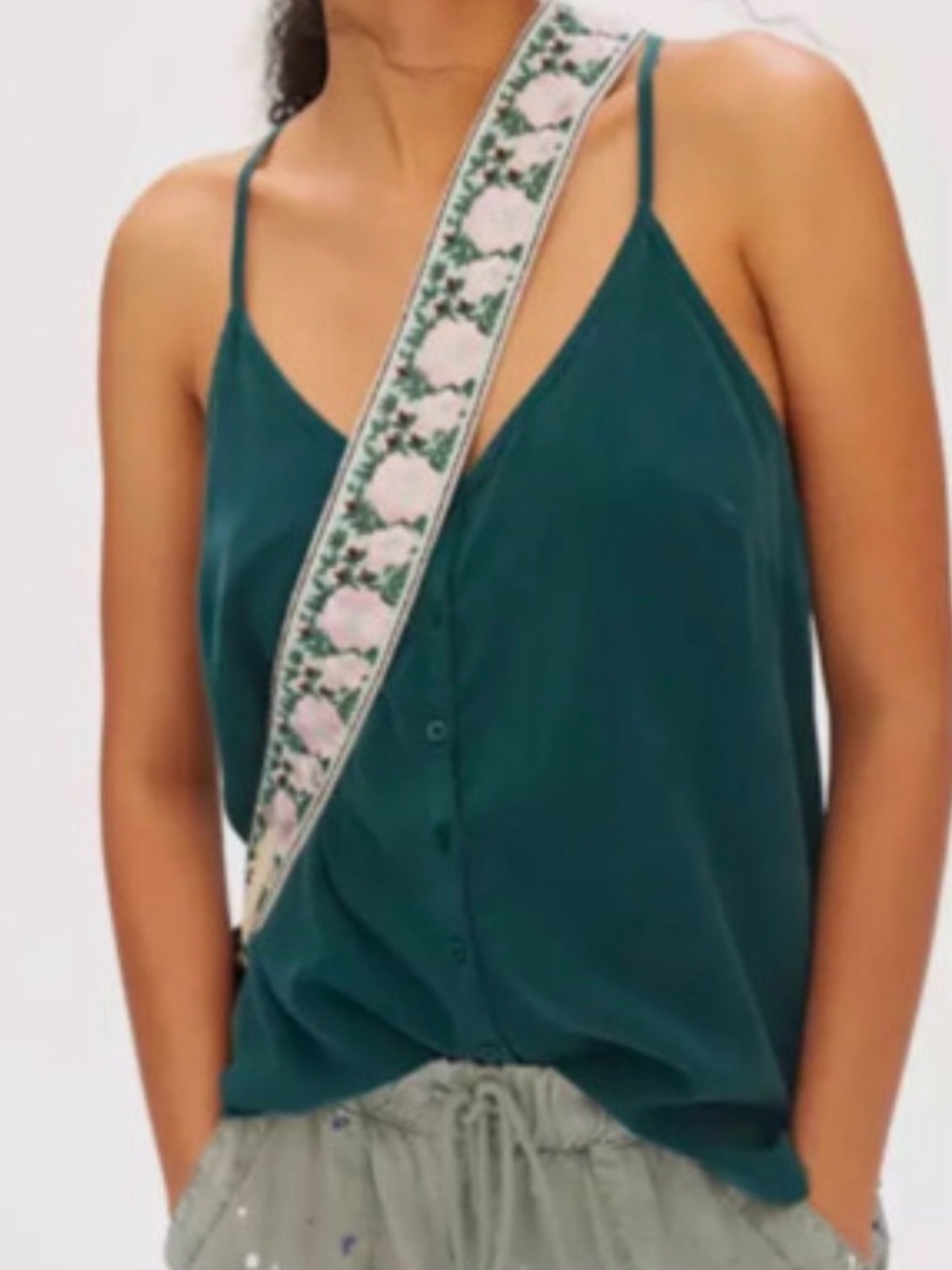 Anthropologie Danae Green Button Down V-Neck Tank. Size M